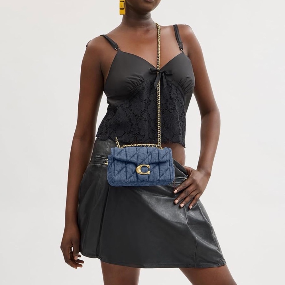 NWT Coach Quilted Denim Crossbody Bag with Gold 'C' Hardware - Picture 3 of 6